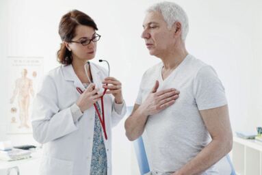 Examination of a patient with signs of osteochondrosis of the thoracic spine